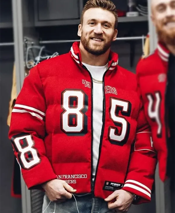 OFF Season Kristin Juszczyk 49ers Red Puffer Jacket