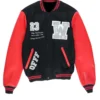 Off White Eagle 23 Red and Black Varsity Jacket