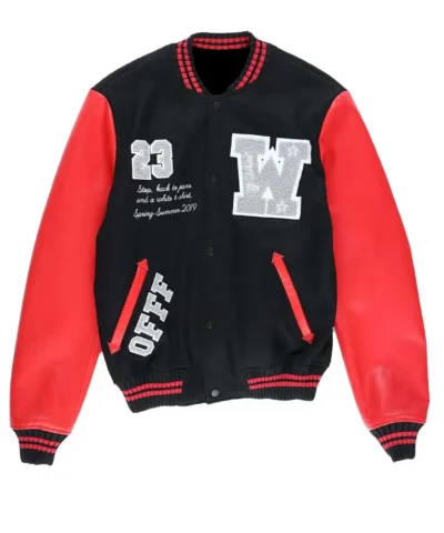 Off White Eagle 23 Red and Black Varsity Jacket
