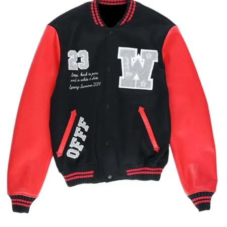 Off White Eagle 23 Red and Black Varsity Jacket