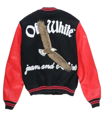 Off White Eagle 23 Red and Black Varsity Jacket Back
