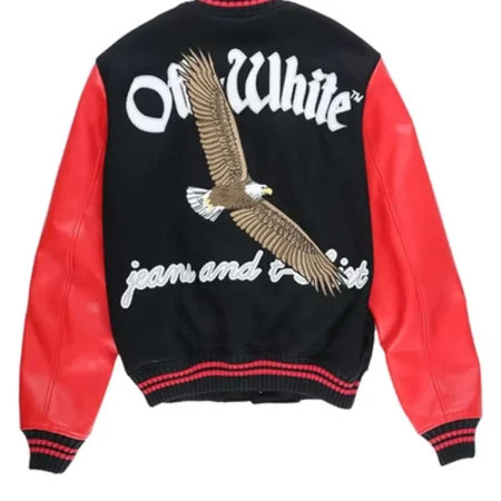Off White Eagle 23 Red and Black Varsity Jacket Back