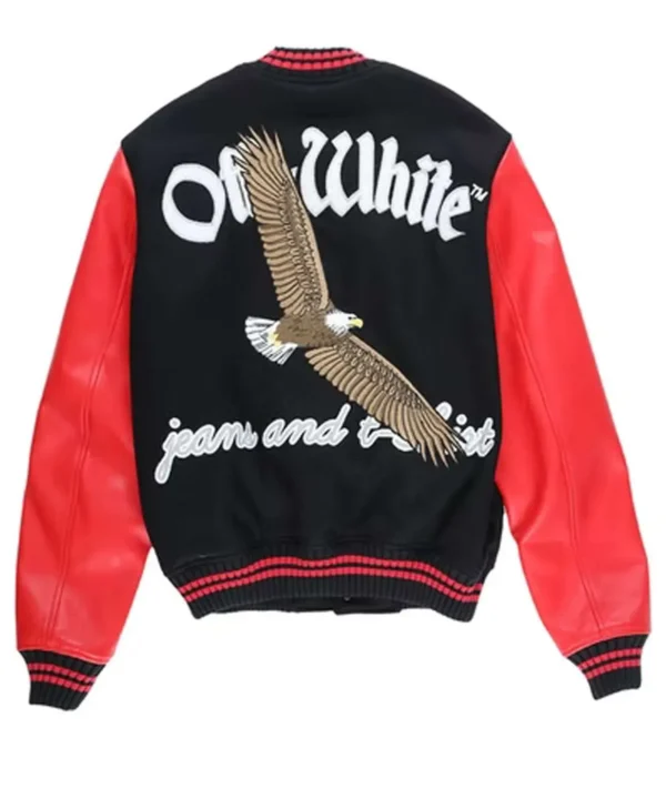 Off White Eagle 23 Red and Black Varsity Jacket Back