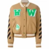 Off White Virgil Abloh 2015 Beige color Varsity Jacket with Patches