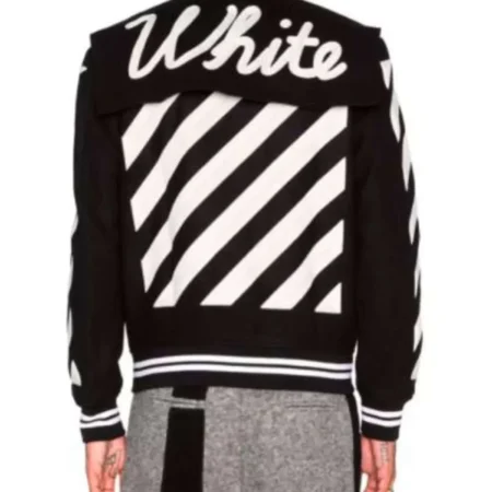 Off White Virgil Abloh 2015 Black Varsity Jacket with Patches Back
