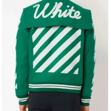 Off White Virgil Abloh 2015 Green Varsity Jacket with Patches