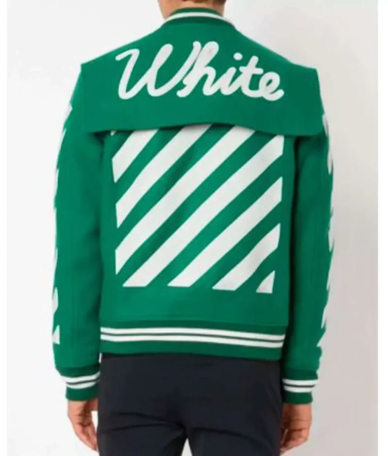Off White Virgil Abloh 2015 Green' Varsity Jacket with Patches