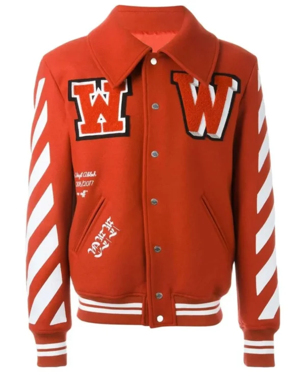 Off White Virgil Abloh 2015 Varsity Jacket with Patches