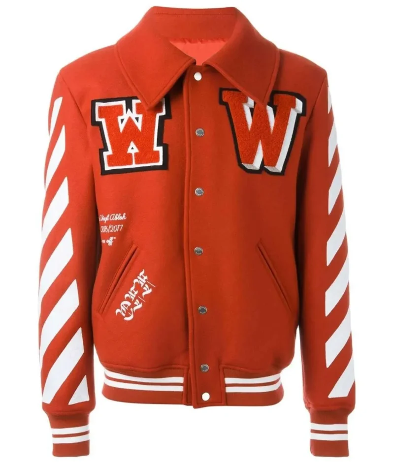 Off White Virgil Abloh 2015 Varsity Jacket with Patches