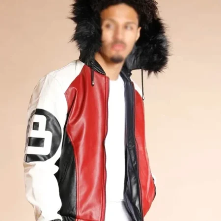 Order 8 Ball Logo Fur Hooded Parka Leather Jacket