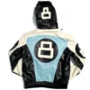 Order Unisex 8 Ball Black White and Blue Bomber Parka Leather Jacket