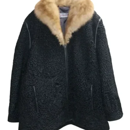 Original Sheep Fur Collar Persian Lamb Fur Coat webp