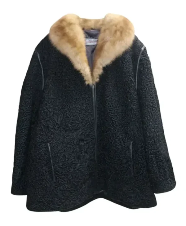 Original Sheep Fur Collar Persian Lamb Fur Coat webp