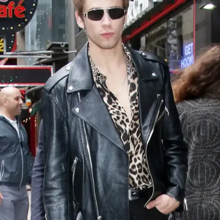 Owen Teague Good Morning America 2024 Black Leather Jacket
