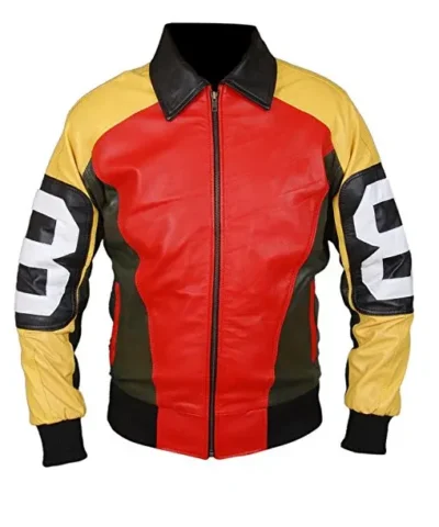 Patrick Warburton Seinfeld David Puddy 8 Ball Bomber Leather Jacket sale