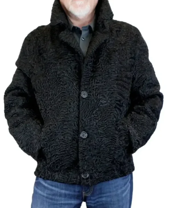 Persian Astrakhan Lamb Fur Black Jacket webp