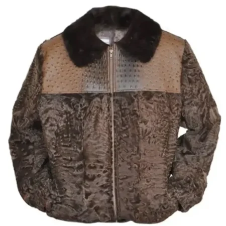 Persian Lamb B3 Bomber Mink Fur Collar Jacket webp