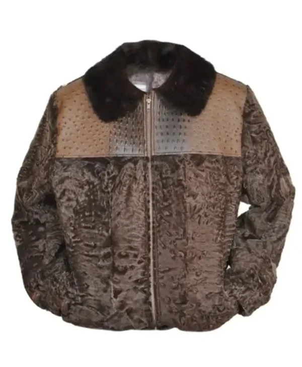 Persian Lamb B3 Bomber Mink Fur Collar Jacket webp