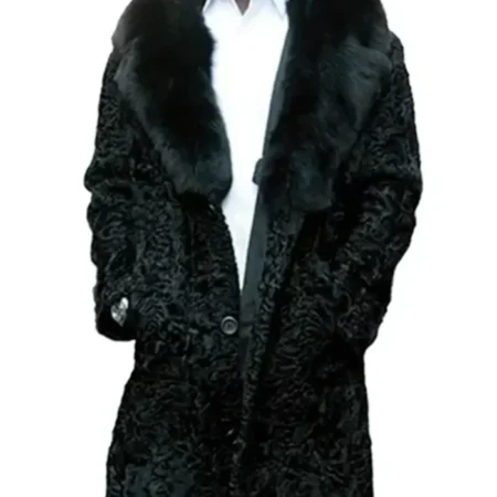 Persian Lamb Fur Mid Length Black Coat webp