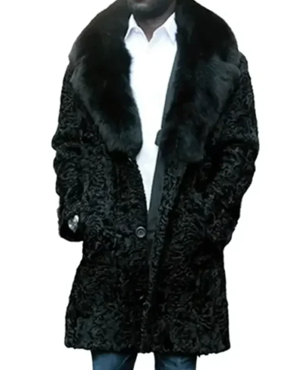 Persian Lamb Fur Mid Length Black Coat webp