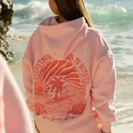 Pink Palm Puff Hoodie