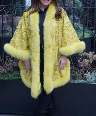 Plus Size Yellow Persian Lamb Fur Cape Coat.webp