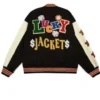 Poker Lucky Letterman Varsity Black Jacket Back