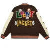 Poker Lucky Letterman Varsity Brown Jacket Back