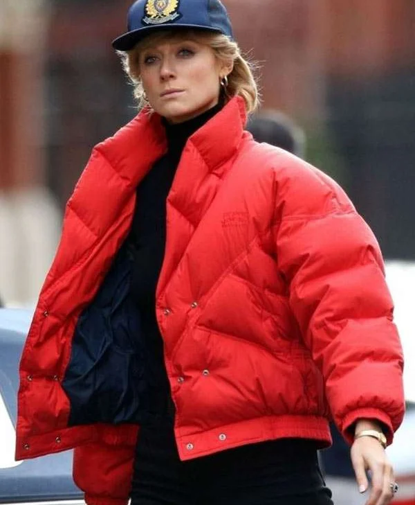 Princess Diana Red Puffer Jacket 1