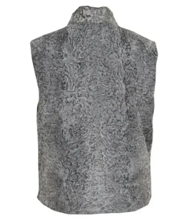 Real Handmade Persian Karakul Sawarka Astrakhan Lamb Grey Fur Waistcoat For Men And Women webp