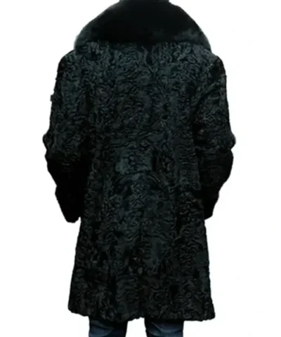 Real Persian Astrakhan Lamb Curly Fur Mid Length Black Coat For Mens.webp