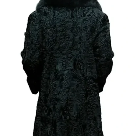 Real Persian Astrakhan Lamb Curly Fur Mid Length Black Coat For Mens webp