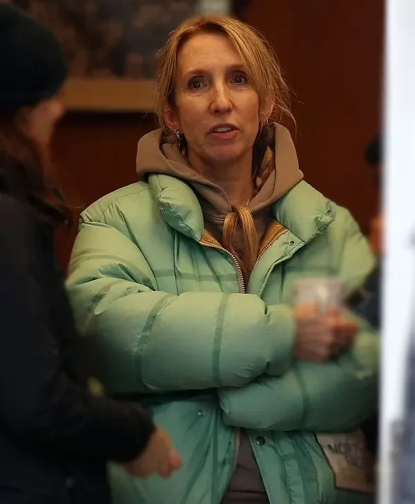 Sam Taylor Johnson Back To Black 2024 Green Puffer Jacket