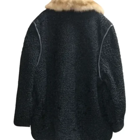 Sawarka Persian Astrakhan Lamb Sheep Fur Collar Shoulder Cuffs Straps Coat For Mens webp