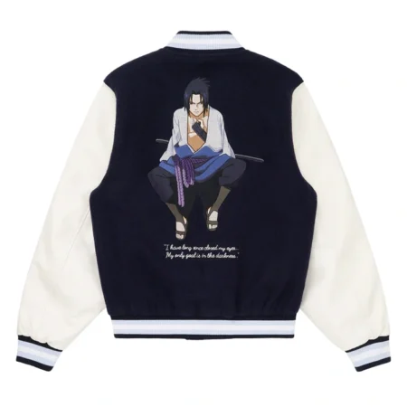 Shippuden Sasuke Varsity Navy Blue Jacket For Sale