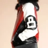 Shop 8 Ball Logo Fur Hooded Parka Leather Jacket