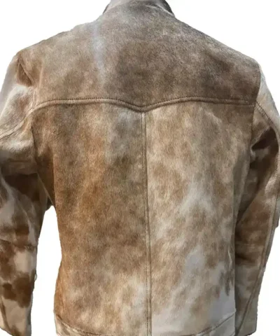 Shop Cowhide Brown And White Fur Leather Jacket For Men And Women.webp