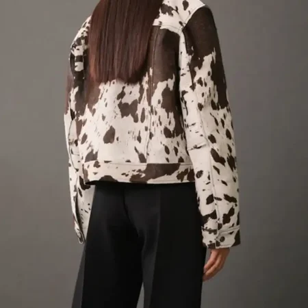Shop Now Cowhide Brown And White Leather Fur Jacket For Unisex webp