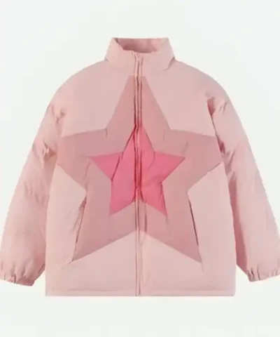 Star Patchwork Pink Puffer Jacket 659x800