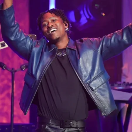 Super Bowl Soulful Celebration Lucky Daye 2025 Blue Jacket Front