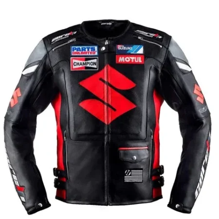Suzuki Motul Motorcycle Leather Black Jacket