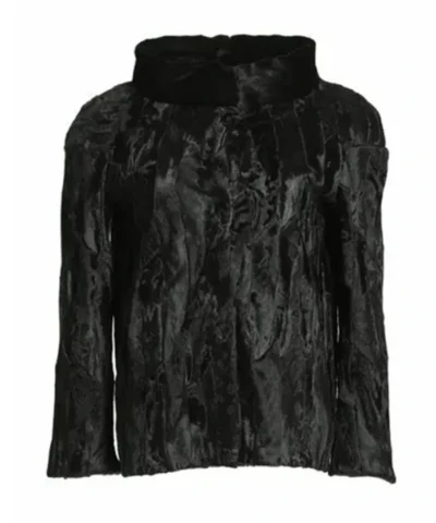 Swakara Lamb Fur Fluffy Black Jacket.webp