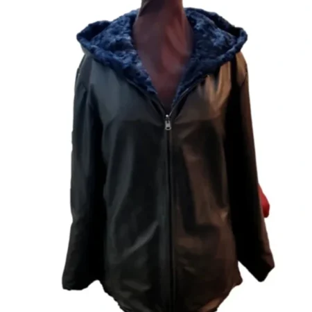 Swakara Lamb Reversible Jacket With Fur Hood webp