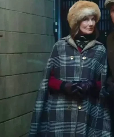 The Gentlemen Joely Richardson Plaid Cape Coat