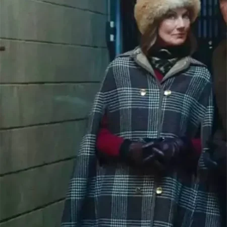 The Gentlemen Joely Richardson Plaid Cape Coat