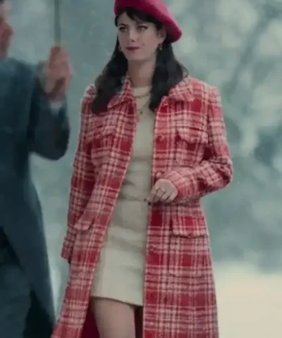 The Gentlemen Kaya Scodelario Red And White Wool Coat