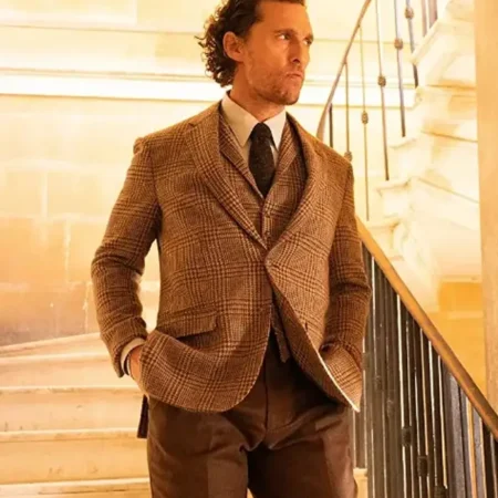 The Gentlemen Matthew McConaughey Brown Partywear Plaid Suit