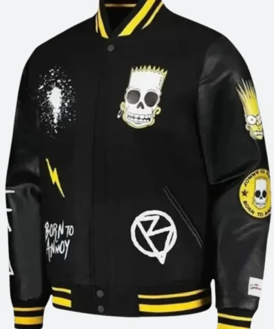 The Simpsons X Born To Annoy Varsity Jacket Front Image