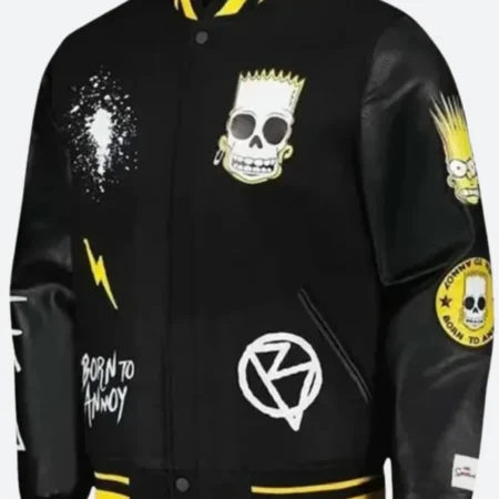 The Simpsons X Born To Annoy Varsity Jacket Front Image