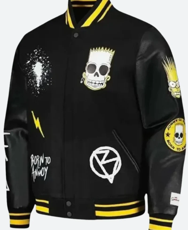 The Simpsons X Born To Annoy Varsity Jacket Front Image